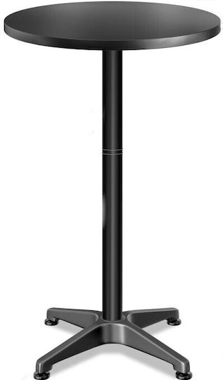 Masă Bar Rotundă Din Lemn Cu Cadru Din Aluminiu Negru 60x60x70cm