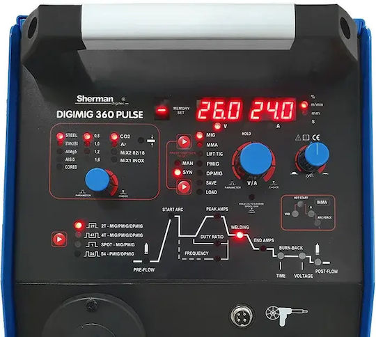 Sherman Mig 360Α Welding Machine MAG / MIG / MMA / TIG with Maximum Welding Current 360A and Duty Cycle 60%
