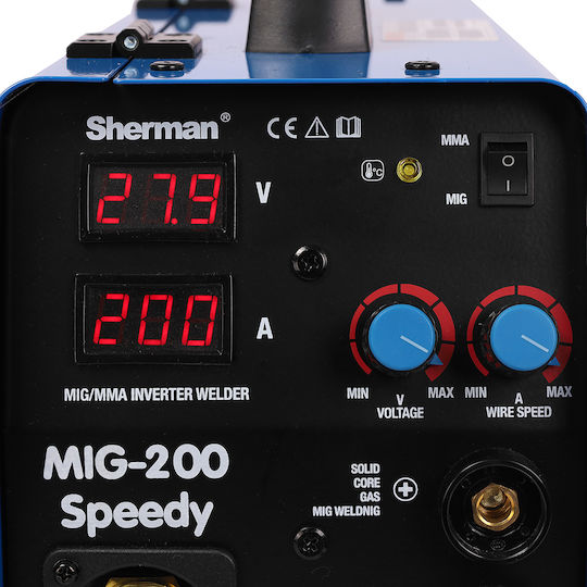 Sherman Speedy Ηλεκτροκόλληση Inverter MAG / MIG / TIG με Μέγιστο Ρεύμα Συγκόλλησης 200A και Κύκλο Εργασίας 40%