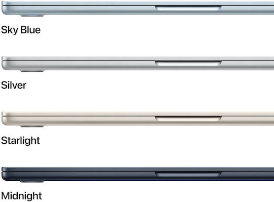 Apple MacBook Air 15.3" IPS Retina Display (M5-10-ядрен/24GB/512GB SSD/10-Core GPU) с Зарядно 40W Starlight (Английска клавиатура US)