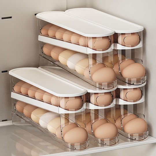 Automatischer Transparenter Eier-Organizer Behälter Kühlschrank-Organisator Spender