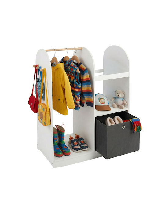 Relaxdays Agățătoare Pentru Copii Multi Hook Din Lemn Albă 108x35x97cm