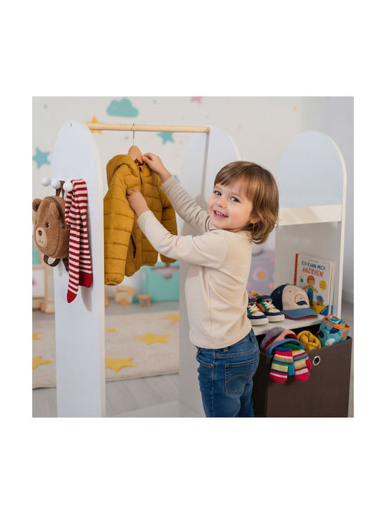 Relaxdays Agățătoare Pentru Copii Multi Hook Din Lemn Albă 108x35x97cm