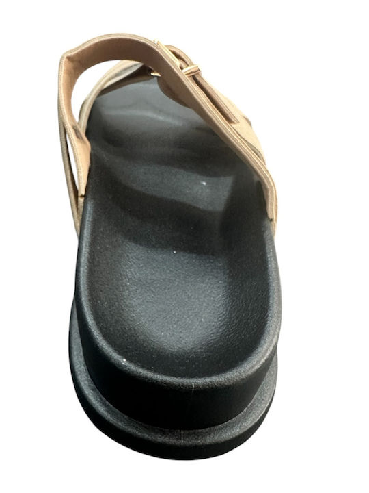 Damen Flache Sandalen Khaki