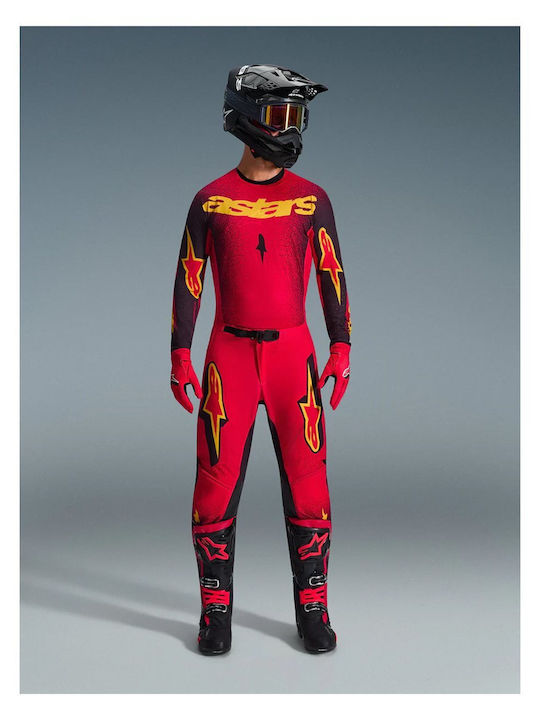 Alpinestars Supertech Scenz Pantaloni Motocross de Vară Pentru Bărbați Roșii