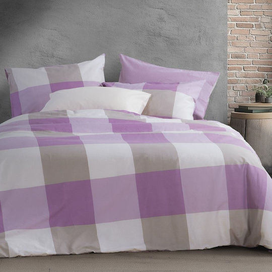 Nef-Nef Homeware Casual Check Σετ 4τμχ 200x270εκ. Mauve Nef-Nef Homeware Casual Check Σετ 4τμχ 200x270εκ. Mauve