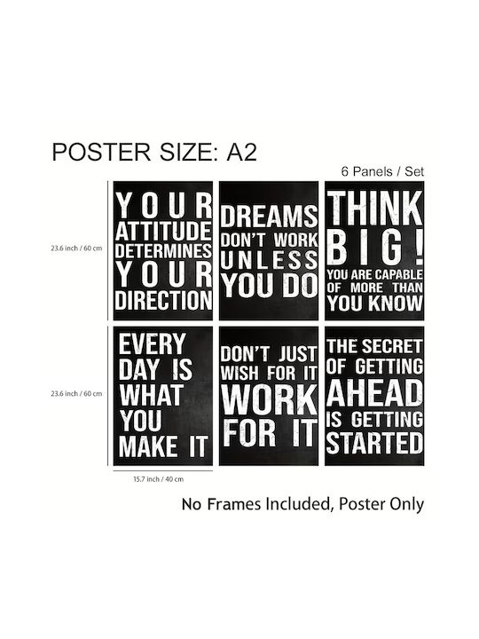 Set of 6 Wall Decoration Posters Without Frame 40x60cm Code 032