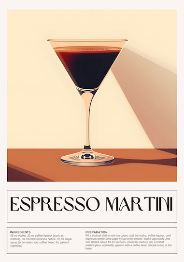 Poster Espresso Martini Cocktail Pst25472 50cm X 70cm Black Wooden Frame