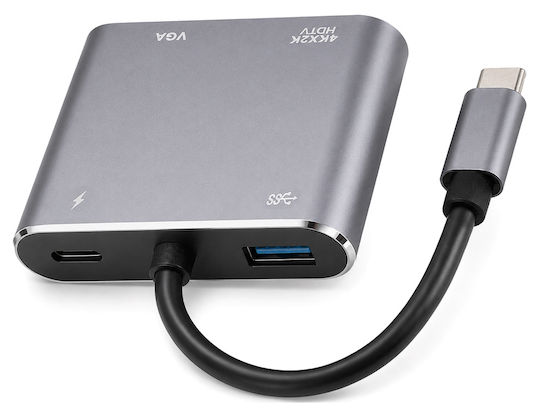 Powertech USB-C Docking Station με HDMI 4K PD Γκρι (CAB-UC101)