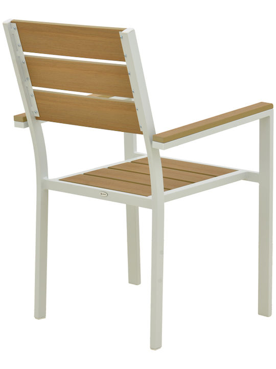 Garten- und Outdoor-Möbelsets Typsatz Speisesaal 7 Stücke Herstellerfarbe Weiß mit Sonnenschirmhalter