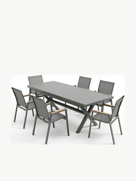 Outdoor Dining Set Dagyn Azelie 7 Pieces Grey