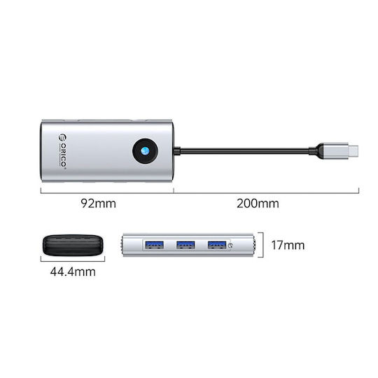 Orico PW11 6in1 USB-C Docking Station with HDMI 4K PD Silver