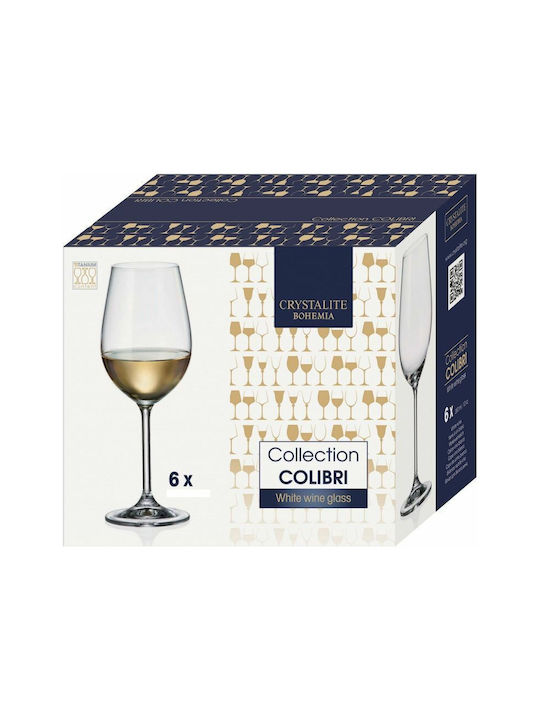 Bohemia Colibri Set Glasses for White Wine Crystal Goblet 350ml 6 Pieces