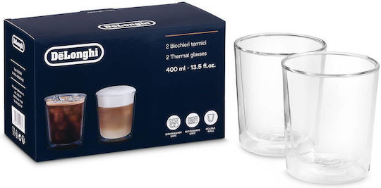 De'Longhi Latte Σετ Ποτήρια Νερού / Καφέ / Freddo Γυάλινα 400ml 2τμχ