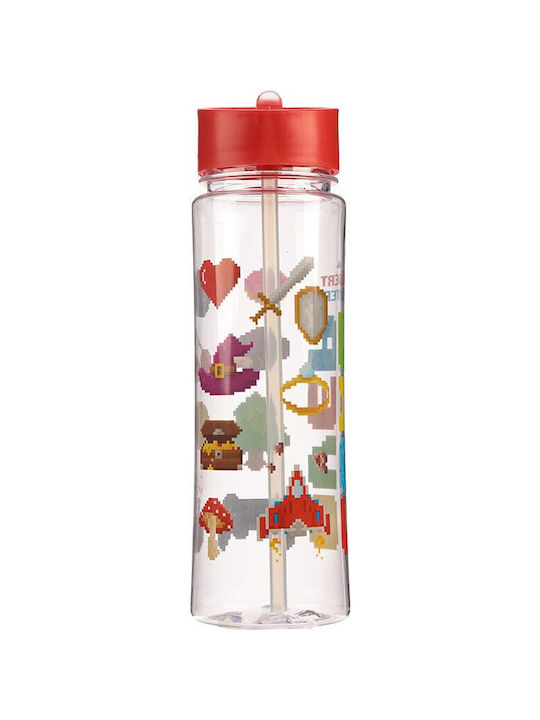 Puckator Pahar pentru apa din Plastic în Culoarea Roșu cu pai 550ml