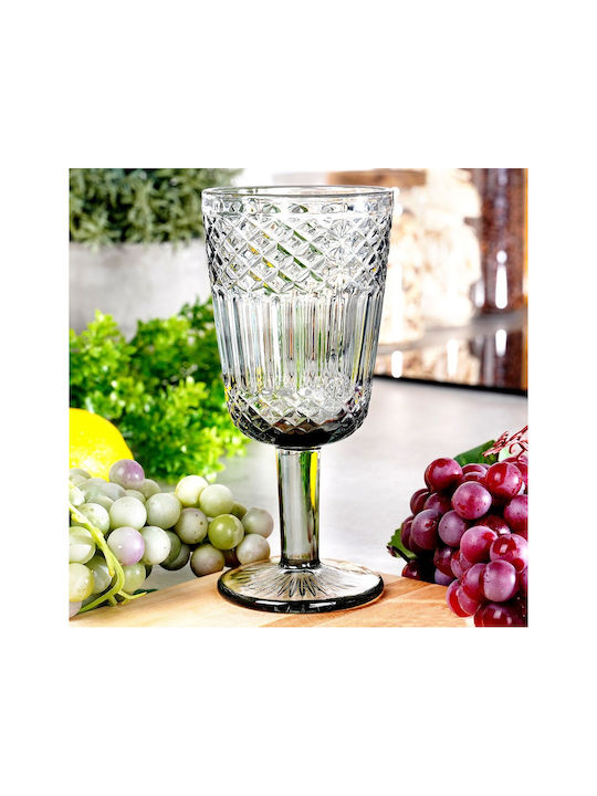 Zaros Set of Glasses for White Wine made of Glass in Gray Color Stemmed 300ml 6pcs