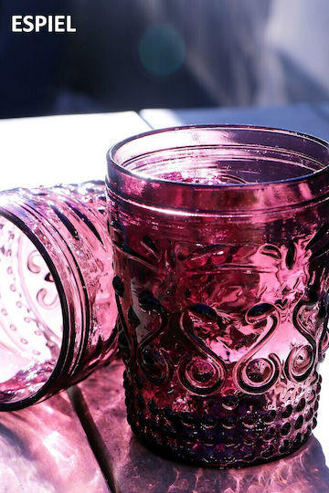 Espiel Oxford Set of Glasses Water made of Glass in Pink Color 6pcs