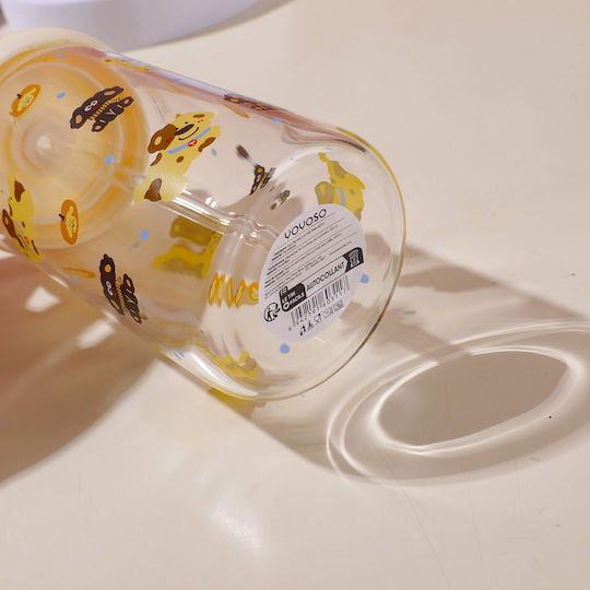Pahar Pentru Apă Din Sticlă Cu Pai 600ml
