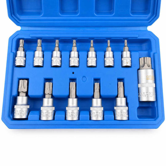 Σετ Καρυδάκια Μύτες Torx 5 Πλευρών Ts8-ts60 12 Τμχ Gebo Tools