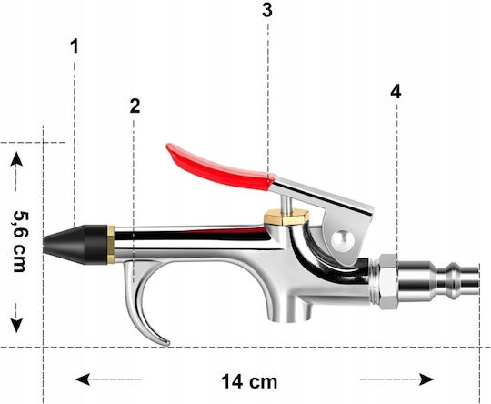 Compressed Air Blow Gun Zola 9 Interchangeable Nozzles Standard Connector Cleaning Blowing