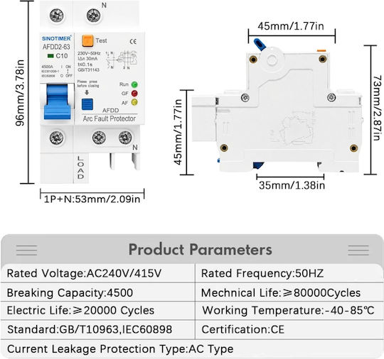Sinotimer Πρίζα Ράγας 240V 10A