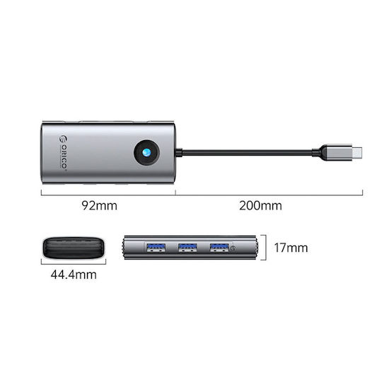 Orico PW11 6in1 USB-C Docking Station with HDMI 4K PD Ethernet Grey