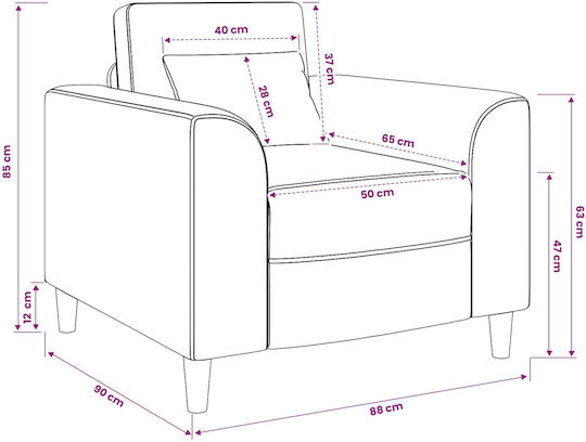 Pink Armchair 90x88x85cm