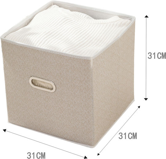 Tpster Stoff Aufbewahrungsbox für Kleidung in Beige Farbe 31x31x31cm 1Stück