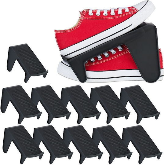 Relaxdays Husă de Depozitare din Plastic pentru Pantofi în Culoare Neagră 13.5x11.5x24.5cm 12 Bucăți