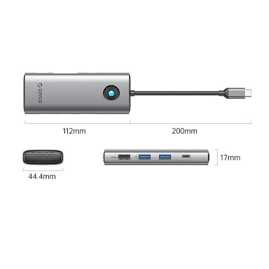 Orico PW11 8in1 USB-C Docking Station με HDMI 4K PD Ethernet Γκρι