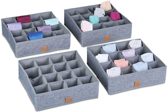 Relaxdays Drawer Organizer in Grey Color 9x29x29cm 4 Pieces