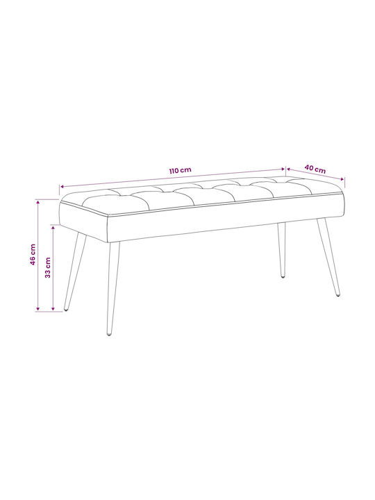 Velvet Dining Bench Light Grey 110x40x46cm