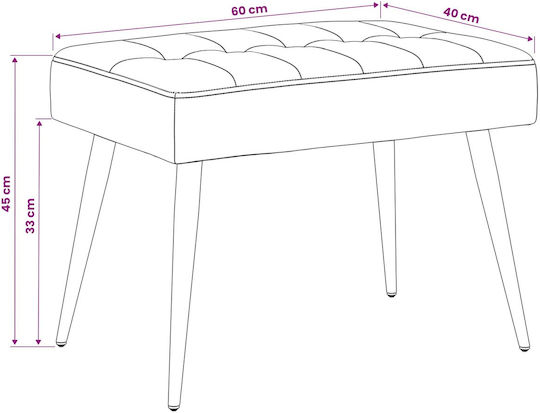 Velvet Purple Dining Bench 60x40x45cm