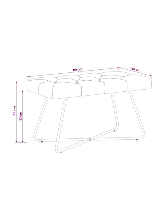 Dining Bench With Blue Fabric Upholstery 80x40x46cm