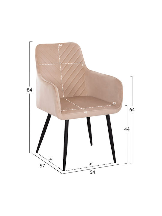 Dining Room Velvet Chair Ecru 57x56x84cm 2pcs