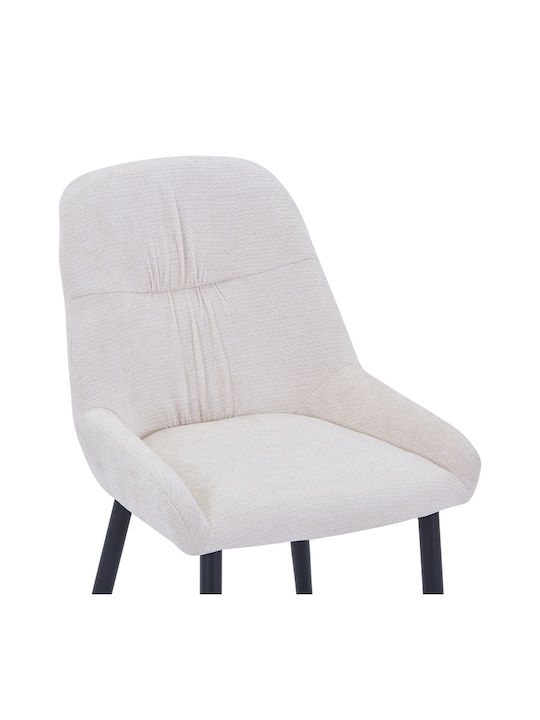 Larissia Dining Chair with Fabric Upholstery White 53x59x89cm