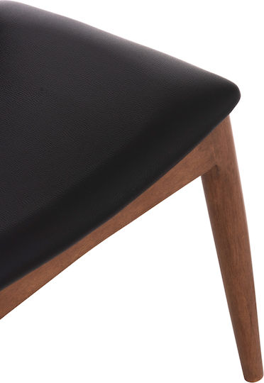 Rubberwood Dining Chairs with Artificial Leather Upholstery Walnut-Black 2pcs 55x51x75cm