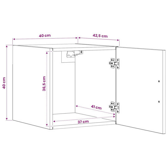 vidaXL Πάγκος χωρίς Νιπτήρα Μ40xΒ42.5xΥ40cm Μαύρη Δρυς