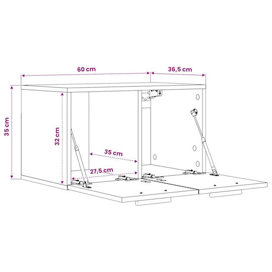 vidaXL Плот Без Мивка Ш60xД36.5xВ35cm Черен Дъб