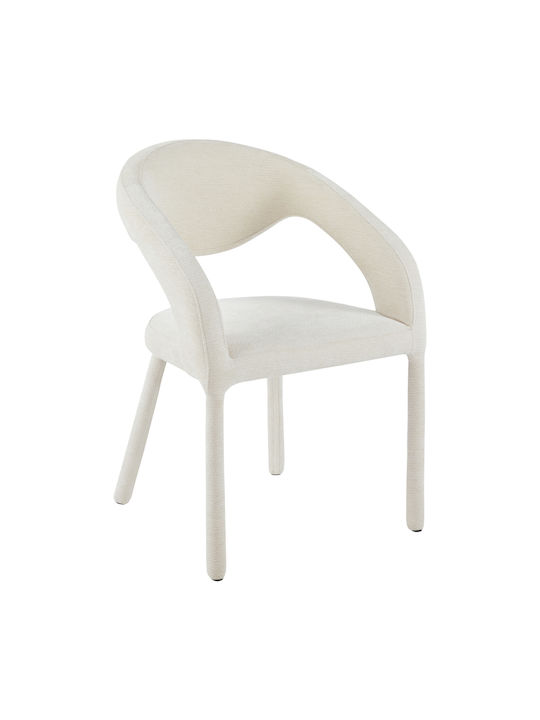 Ofilia Dining Armchairs with Fabric Upholstery Ecru 2pcs 58x54.5x85.5cm