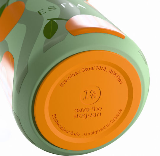 Estia Pulse Save The Aegean Recyclable Thermos Bottle Stainless Steel BPA Free 500ml Peach Garden