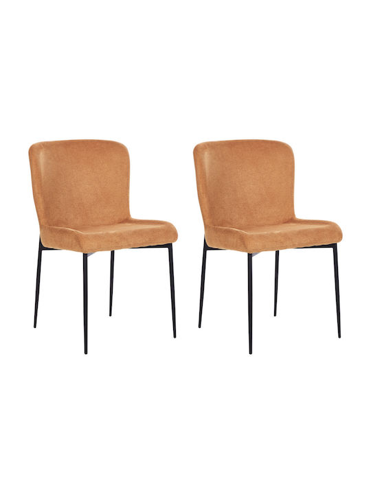 Dining Chair Set 2 Fabric Orange Ada