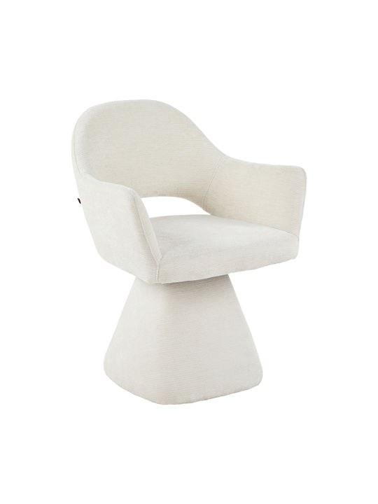 Armchair Dining Chairs with Fabric Upholstery Ecru 2pcs 64x61x84cm
