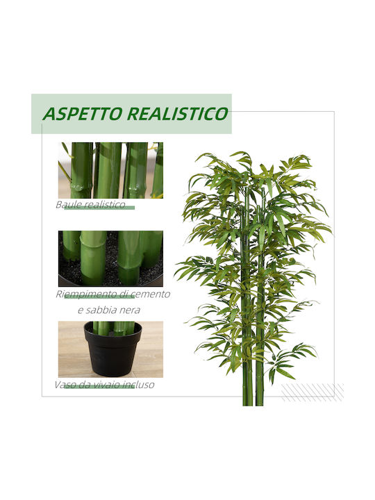 Homcom Artificial Bamboo Realistic Appearance Pot Indoor Space 180 Cm Green Black
