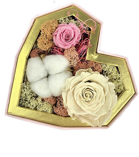 Special Floral Arrangement 4 Cryogenated Flowers On A Bed Of Curly Moss Stabilized Natural Lichens