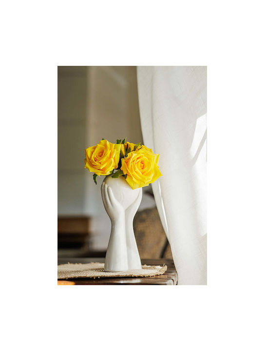 Koart Rosetta Yellow Artificial Bouquet Roses Real Touch 21 Cm 6 Pieces