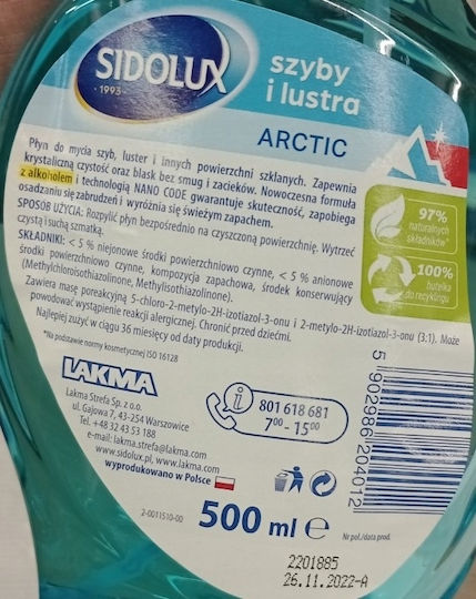 Lakma Lichid de Curățare pentru Geamuri 1x500ml