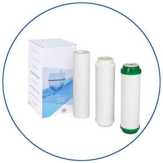 Aqua Filter Under Sink Water Filter Cartridge with Activated Carbon 10" FP3-K1-CRT 5 Micron Rating 3 Pieces