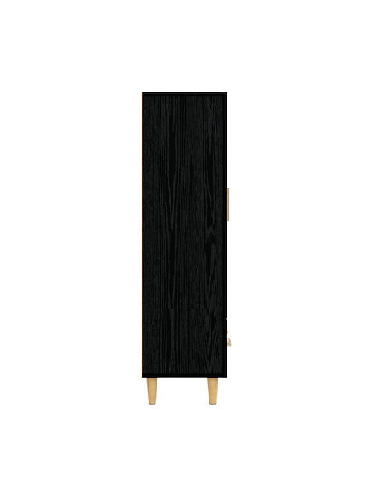 Wand Wohnzimmer Vitrine aus Holz & Metall mit Verglasung Schwarze Eiche 70x31x115cm