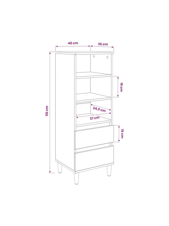 Wall Living Room Display Cabinet Made of Particle Board with Windowed Oak 40x36x110cm